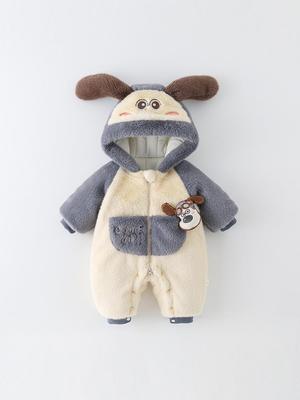 Baby Winter Jumpsuit: Thick Cotton-Padded Crawling Outfit for Full Month & 100 Days - Autumn/Winter Outerwear
