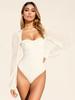 Body Sexy Patchwork Maille Manches Lanterne pour Femme Automne 2025 Européen & Américain