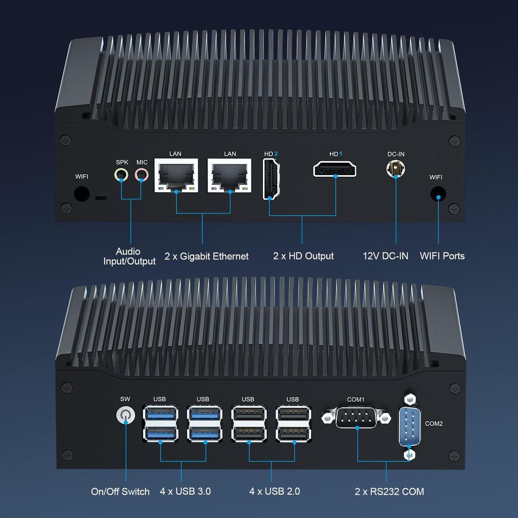 HYSTOU Fanless i5-1235U Dual HDMI Industrial Mini PC