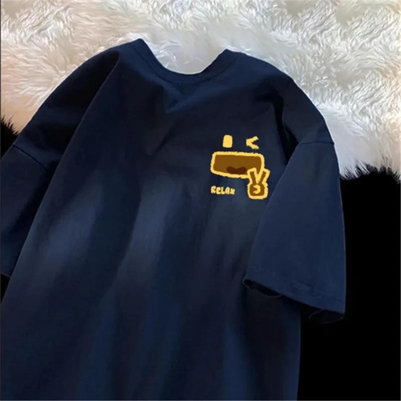 

2025 Summer Japanese Cartoon Fun Printed T-shirt Loose Comfortable T-shirt Soft Fabric College Style Short Sleeve T-shirt 4XL