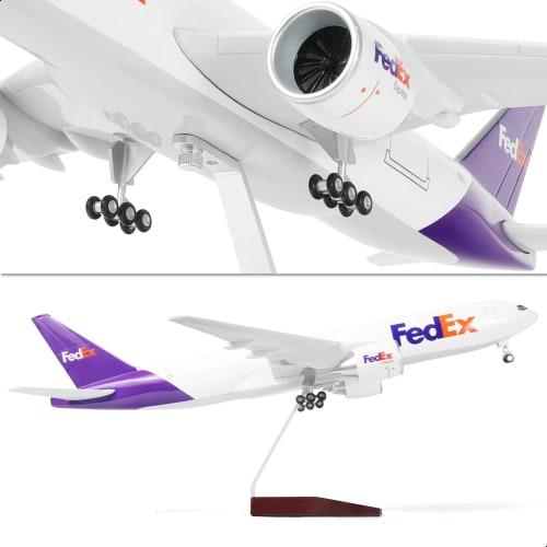 QIYUMOKE 1/150 Scale B777-300ER FedEx 18.5-inch Large Diecast Airplane Model Kit with Stand for Aircraft Model Display, Gift for Aviation Enthusiasts