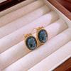 Silver Needle Zircon Earrings Retro Light Luxury Court Style Stud Earrings Niche High-end Earrings