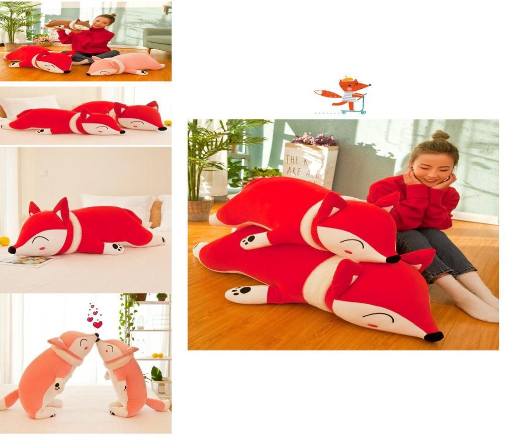 Large Fox Plush Toy Soft Stuffed Animal Pillow Creative Gift For Girls Birthday Present 35cm 50cm 60cm 70cm 90cm 1.2m
