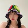 Spring and Summer New Famous Style Color Hand-knitted Bucket Hat Women's Sweet Versatile Face Small Color Matching Basin Hat