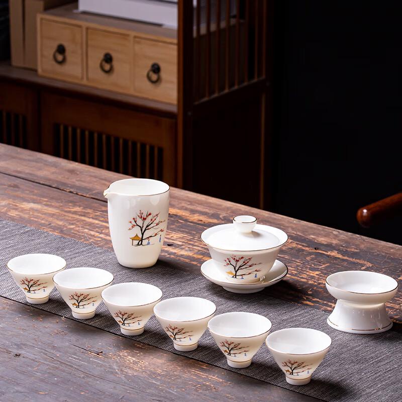 Dehua Suet Jade White Porcelain Kung Fu Tea Set