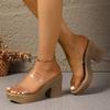 2026 New Tendencia Dress Sandals for Women Low Heel Ladies Summer Transparent Soft Bottom Outside Wear Thick-soled Slippers