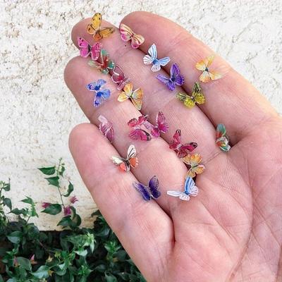 100 szt. Malutkie Mieszane Motylki Miniaturowe - Ozdoba do Bajkowego Ogrodu, Dekoracja Mikro Krajobrazu DIY