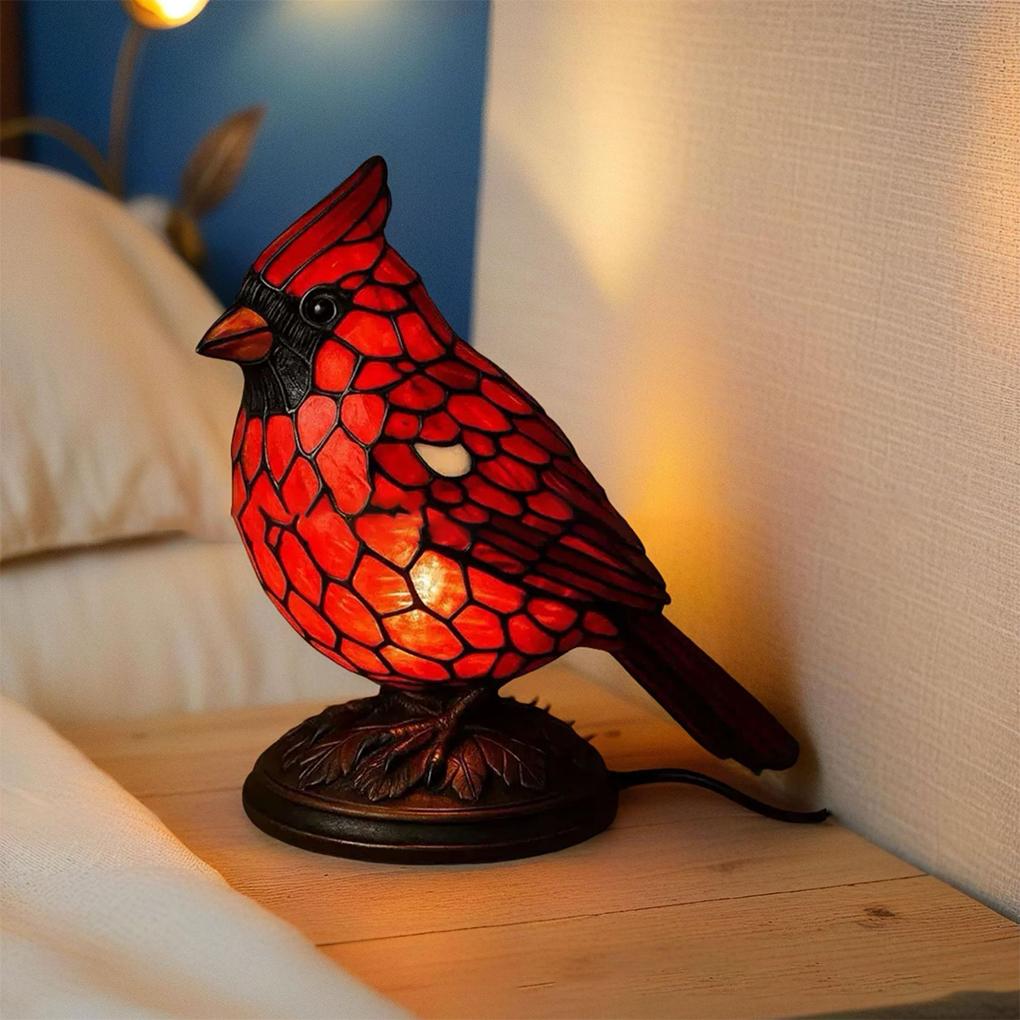 1PC Red Bird Table Lamp Decorative Red Bird Table Lamp Resin Decorative Piece The Gift For Your Friends Retro Ornament Set