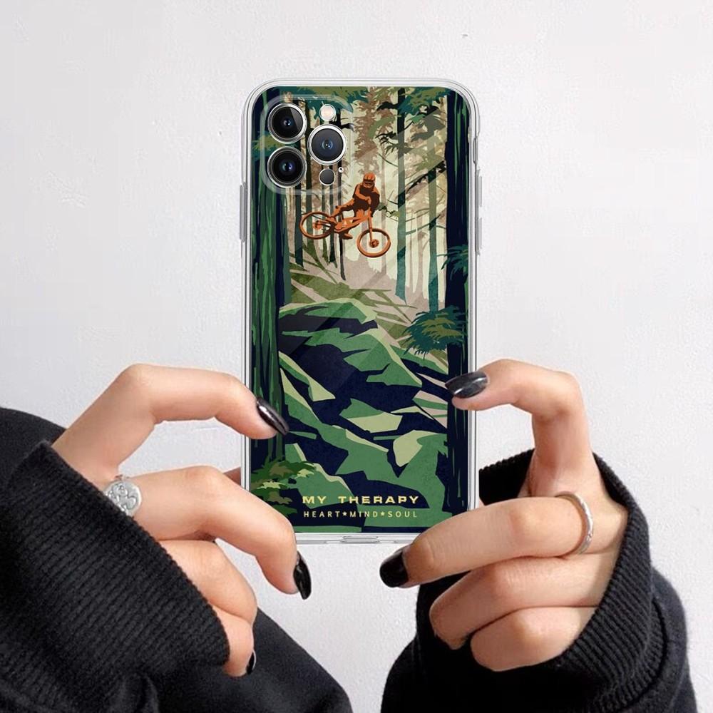 Bike Cycling art Phone Case For iPhone 11 12 13 14 Mini Pro Max XR X XS TPU Clear Case For 8 7 6 Plus SE 2020