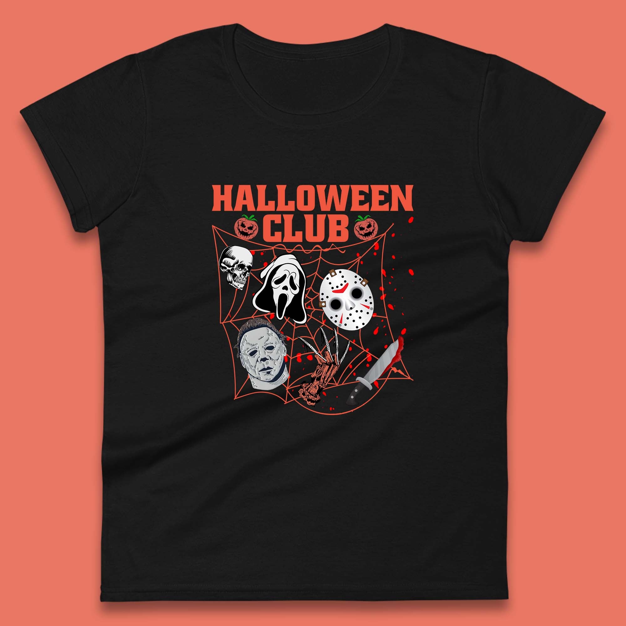 Halloween Club Horror Scary Friends Halloween Horror Movie Characters Womens Tee T Shirt Mens Tops Unisex Top 3XL