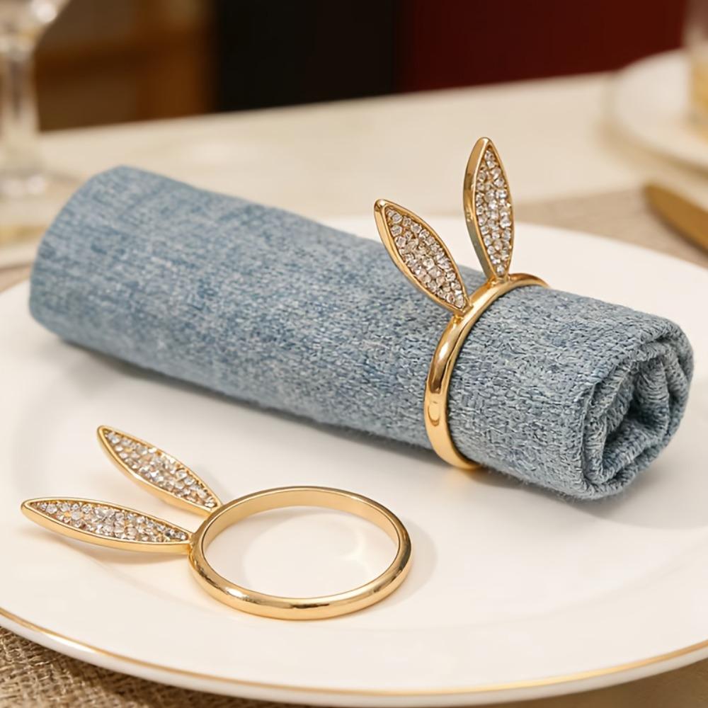 6 Piece -inlaid Easter Rabbit Head Napkin Ring Zinc Zinc Alloy Decorative Napkin Ring  Restaurant