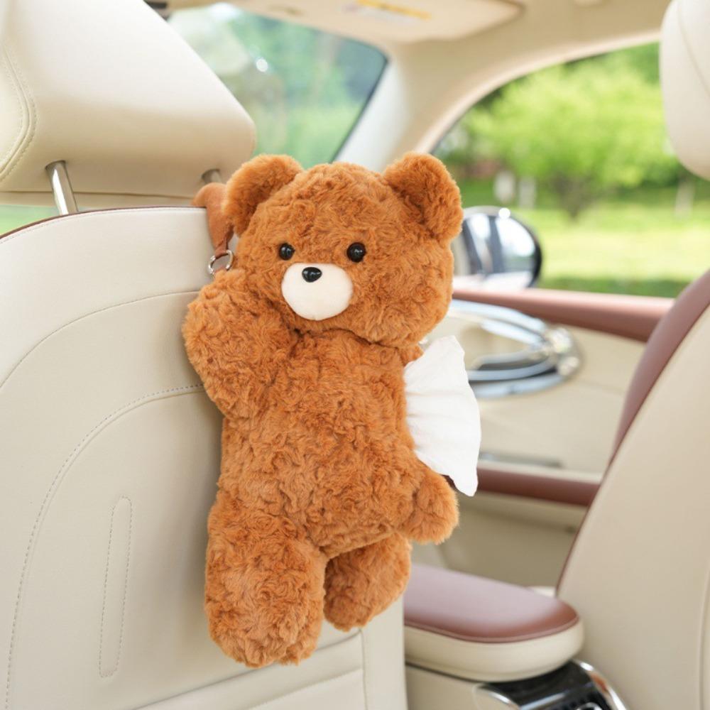 Cartoon Car Tissue Box Universal Napkin Organizer Dispenser Plush Bear Tissue Holder  Kids
