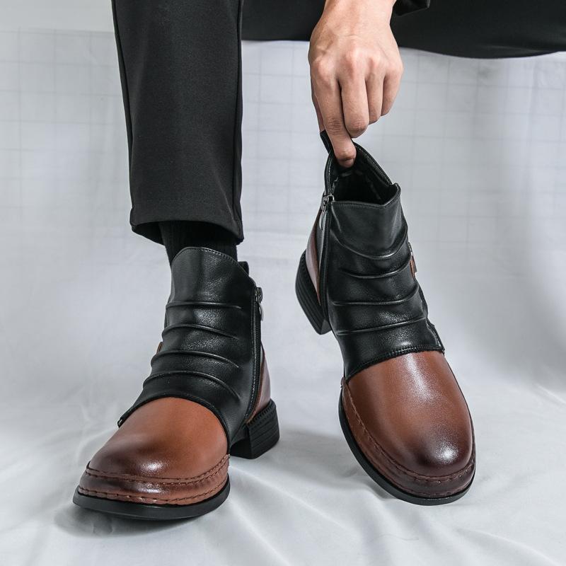 Martin Stiefel Herren Winter Kurzstiefel High-Top Lederschuhe Herren Britischer Stil Übergröße Herren Chelsea Boots Trendige Lederstiefel