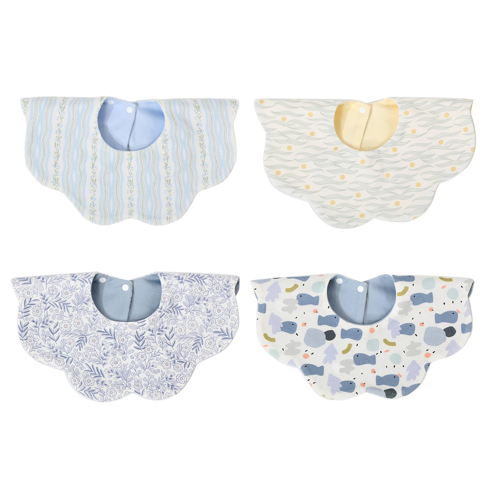 

Baby Set of Baby Aprons for for Boys and Girls Elf-feer Bibs, Reversible, Double-Sided, 4, 100% Cotton, Absorbent, Soft, Feeding,