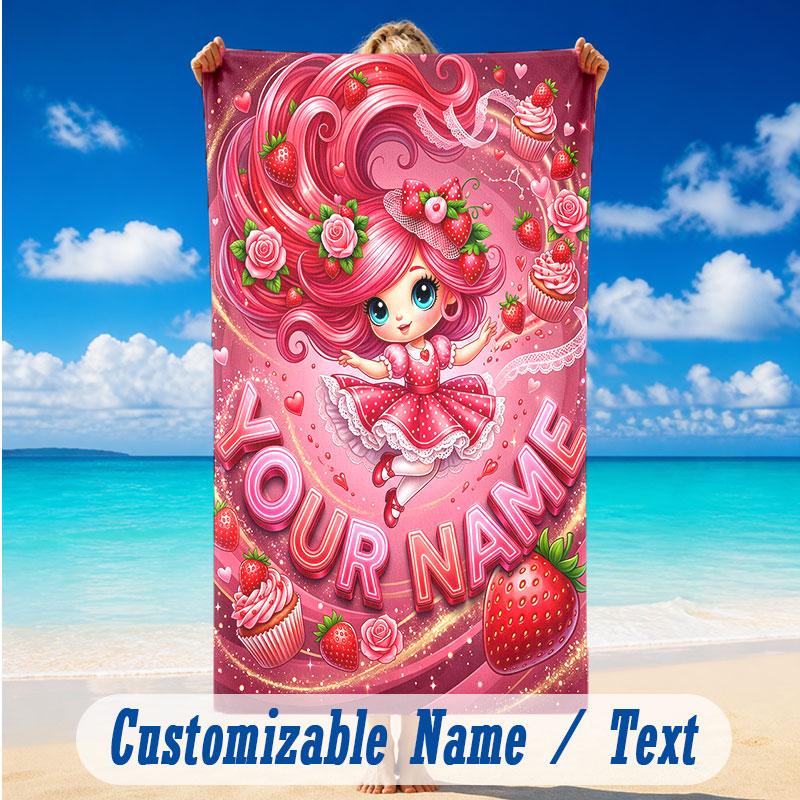 Fantasy Magic Theme Beach Towel Personalized Custom Name & Text Soft Quick Dry Beach Towel for Swimming Travel