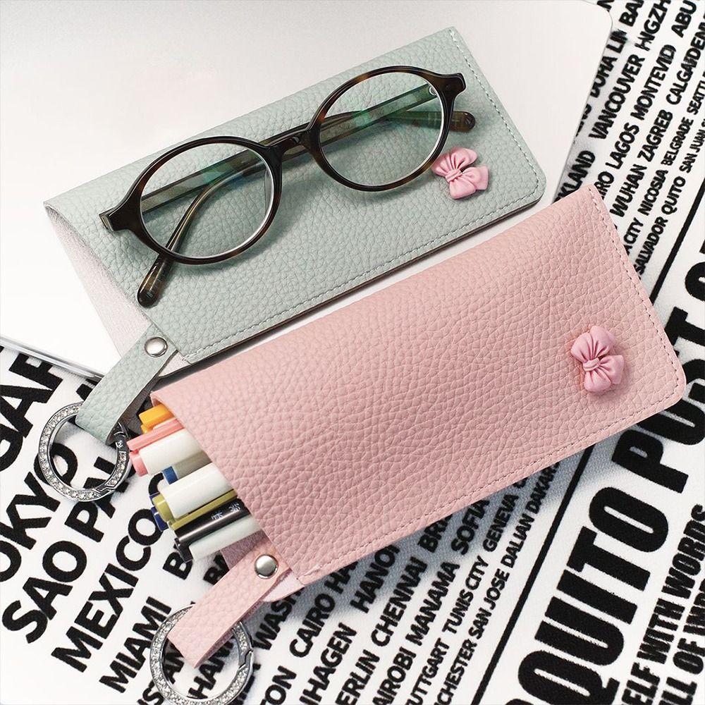 With Keyring Sunglasses Storage Bag PU Leather Hanging Sunglasses  Eyewear Accessories