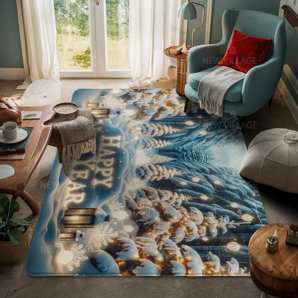 House Entrance Carpet Home Door Mat Living Room Bath Foot Bathroom Non-slip Water Absorption Rugs Bath Merry Christmas Winter