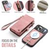 CaseMe Magnetic Flip Leather Phone Case for iPhone 17 Pro Max 17 Air 16 16E 15 Plus 14 13 12 11 XS X XR SE 2022 Zipper Wallet Card Back Cover Coque