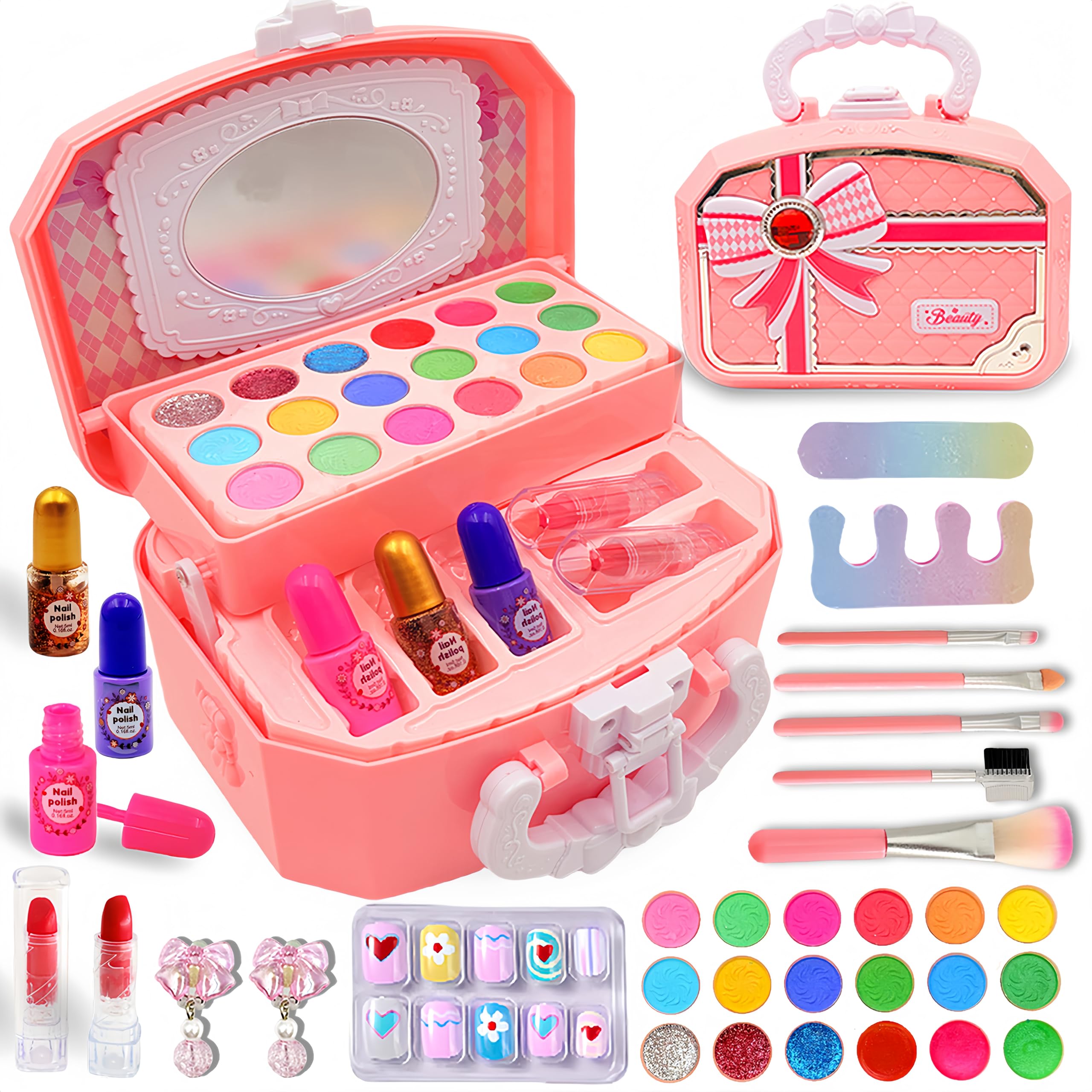 VCYCTO Makeup Set Toy for Girls, Kids Makeup Set, Cosmetics Set, Princess Makeup Toy, Realistic Makeup for Children, Washable, Makeup Play, Birthday