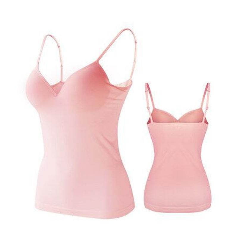 Women's Tank Top with Chest Pad All-in-one Vest No Underwire Free Bra Suspender Vest Female