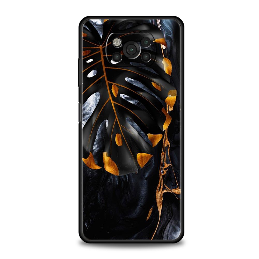 Black Gold marble tropic Phone Case For Xiaomi Poco X3 NFC M3 F3 F4 M4 X4 Mi Note 12T 12 Pro 10 11 Lite 10T 5G 11T 9T 11i Cover