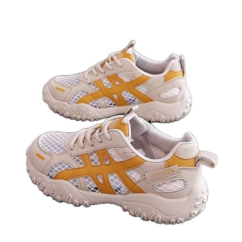 2025 fashion women's shoes high value mesh breathable sports casual women's shoes summer new versatile lightweight white shoes