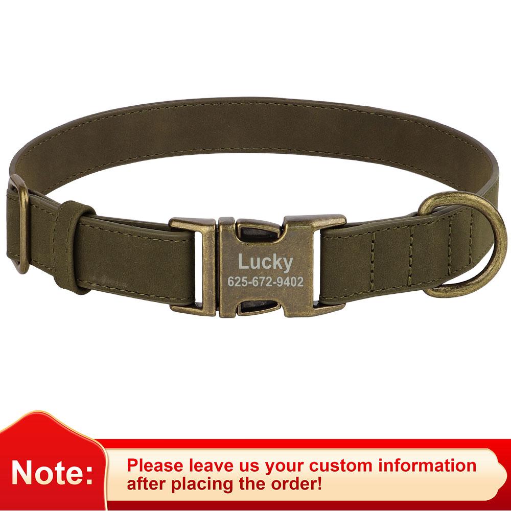 Customized Dog Collar Personalized Dogs Name ID Collars PU Leather Pet Buckle Necklace for Small Medium Large Dogs Pitbull Pug