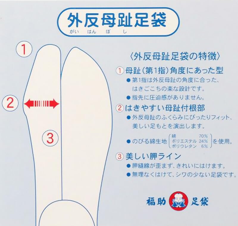 Bunion Flat Normal Special Easy Fukusuke [Fukusuke] Tabi, 4-Piece Tabi, Back, Type, Tabi, Design, Fit, 3159-000, White, 23.5cm