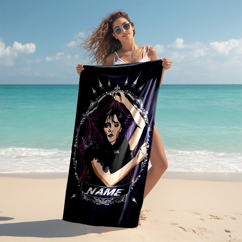 Personalized Customized Proof Beach Towel with Wednesday Addams Pattern - Soft, Absorbent,quick-drying,perfect Swimming,camping&bathing