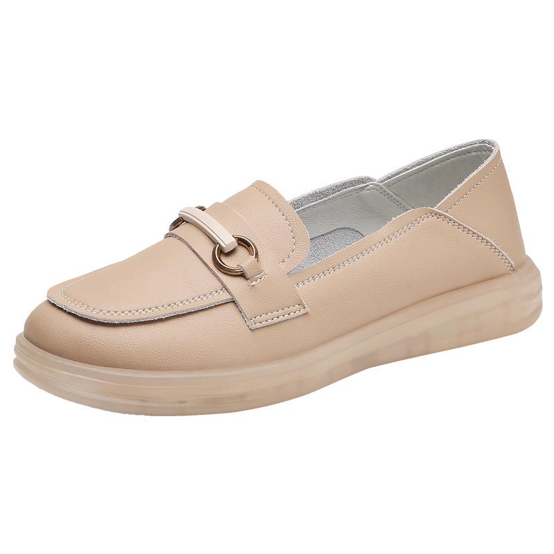 Damen Loafer im koreanischen Stil aus weichem Leder mit Metallschnalle - Herbst/Winter Lässige vielseitige Schuhe