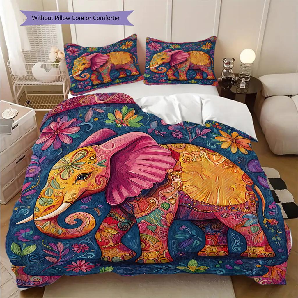 Set Copripiumino Trapuntato con Motivo di Elefanti Federa Decorazione per la Casa Regalo di Compleanno (1 * copripiumino + 2 * federa, senza nucleo)