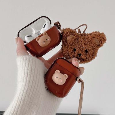 Retro Brown Bear Plush With Pendant 3d Warm Cute Cartoon Earphone Case For Apple Airpods 1 3 Pro 2 2nd Silicone Soft Cover Box