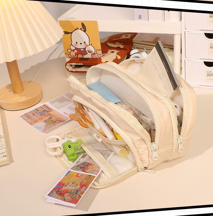 Minimalist Japanese-Style Pencil Case 2023: Large-Capacity Stationery Box for Students, Unisex