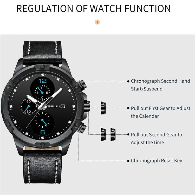 CRRJU-2142 Men's Six-pin Sports Watch Men's Watch Large Strap Watch Men