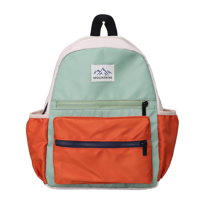 Nylon School Kids Backpack With Color Blocking For Kindergarten And Use Travel