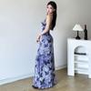 Coffee break French butterfly floral suspender dress children's summer new seaside vacation high-end long dress