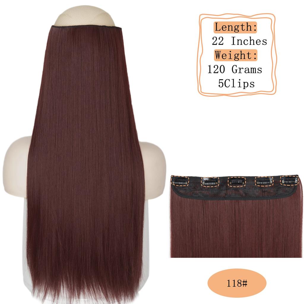 MERISIHAIR Langt rett syntetisk hårforlengelse 5 klips inn høytemperatur 22 tommer 120 g fiberhår for kvinner
