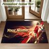 Crystal Velvet Square Rug Custom NameCristiano Ronaldo Pattern Non Slip Home Floor Decor Rug