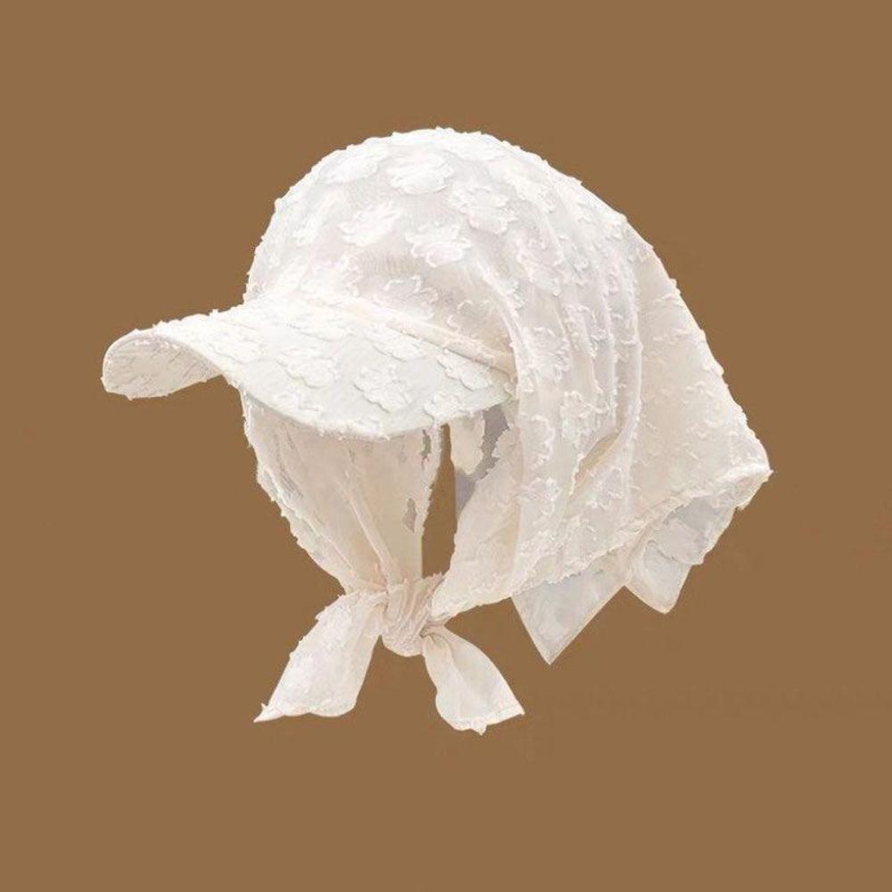

Wide Brim Lace Bucket Hat Chiffon Lace Headscarf Cap Sweet Sun Visors Spring Summer