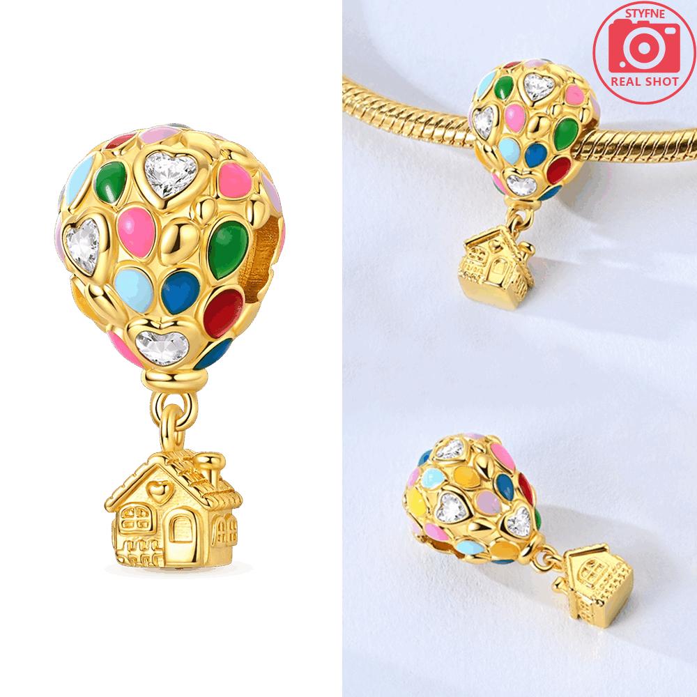 Original Copper Gold Air Balloon Colorful Zircon Pendant Beads Fit Bracelet Butterfly Tassel Elephant Gift Diy