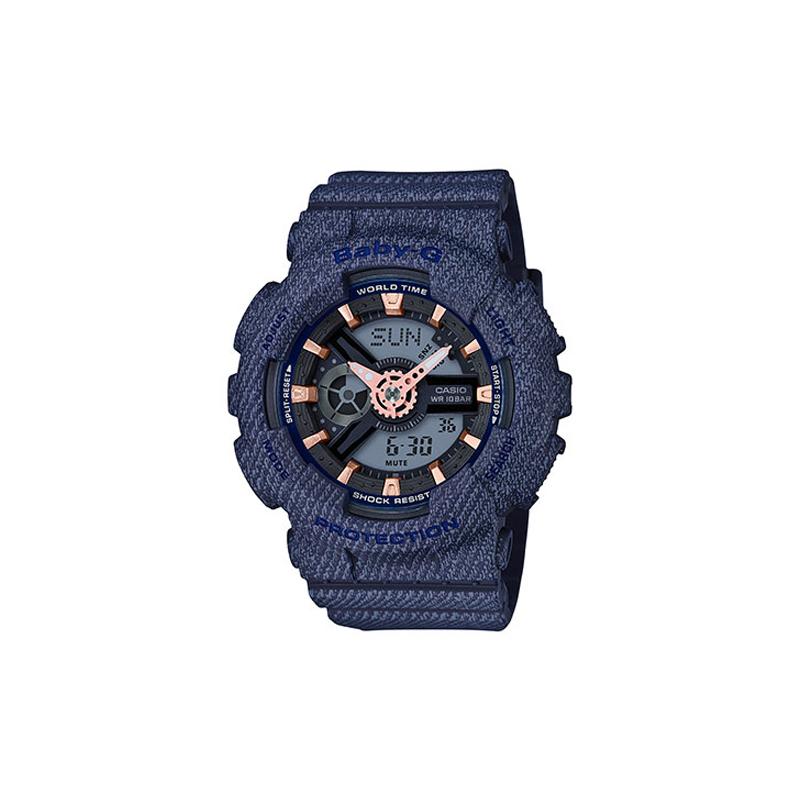 

Casio BABY-G series, trendy and fashionable street dual display, multi-function, sports waterproof large dial, quartz movement, resin BA-110DE-2A1 серый