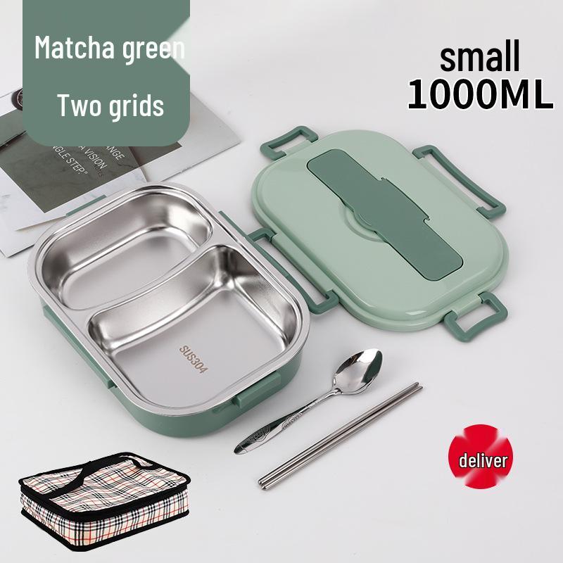 Fiambrera Bento Portátil de Acero Inoxidable 304 con Separadores – Gran Capacidad, Diseño de Hebilla Cuadrada, Estilo Nórdico para Estudiantes