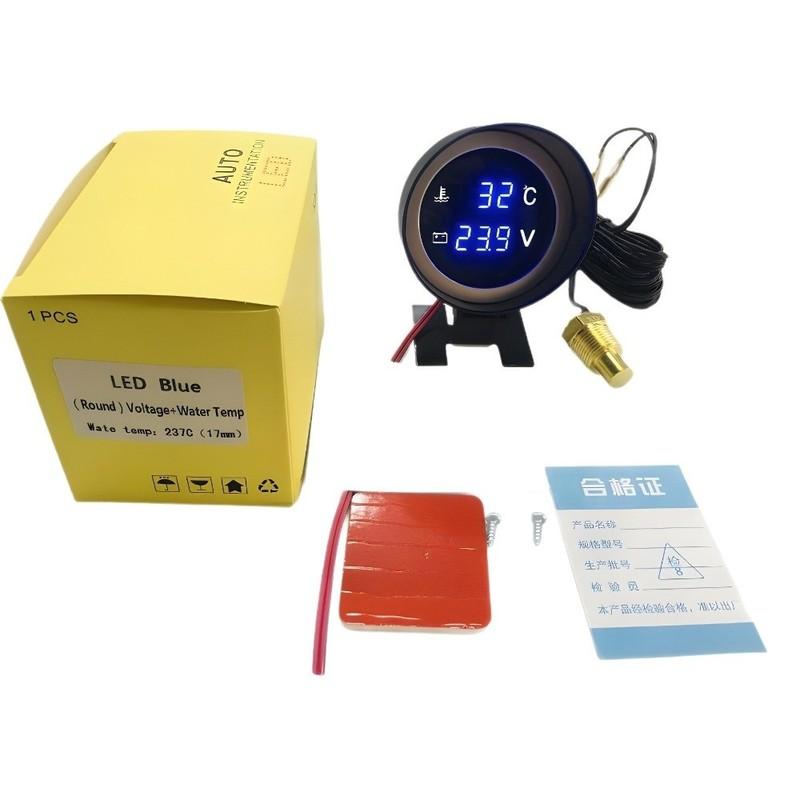2 IN 1 Water Temperature Gauge 26mm/28mm LED Digital Electronic Water Temp Gauge 12V 24V Round Digital Temperature Sensor