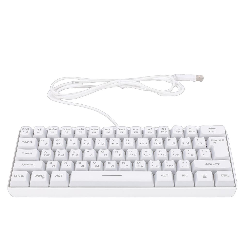 Russische Mechanische Gaming-Tastatur 61 Tasten Kompakt RGB Kabelgebunden Russisch Englisch Tastatur für Arbeit Geschäftsreise