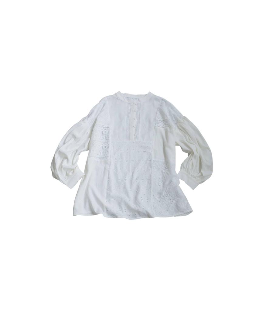 Antiqua Lace Docking Long Size Women's Shirt, Sleeve, PY-00814, F, 49, Off-White