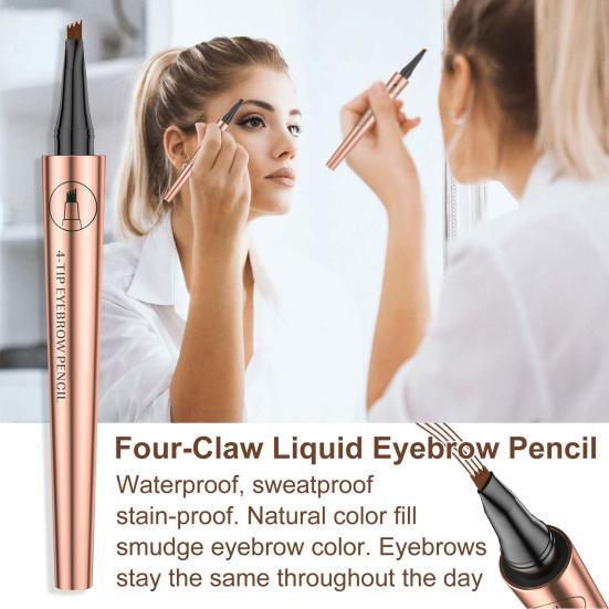 

Карандаш для бровей 0,4 г, 4 микро-вилки, аппликатор, водонепроницаемый, натуральный, долговечный, устойчивый к размазыванию, микроблейдинг, жидкая ручка для контурирования бровей, для женщин и девочек чёрный