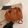 Yogodlns Faux Suede Shoulder Bag Simple Commuting Crossbody Bags Thread String Women's Handbags Sewing Sweet Bags for Women