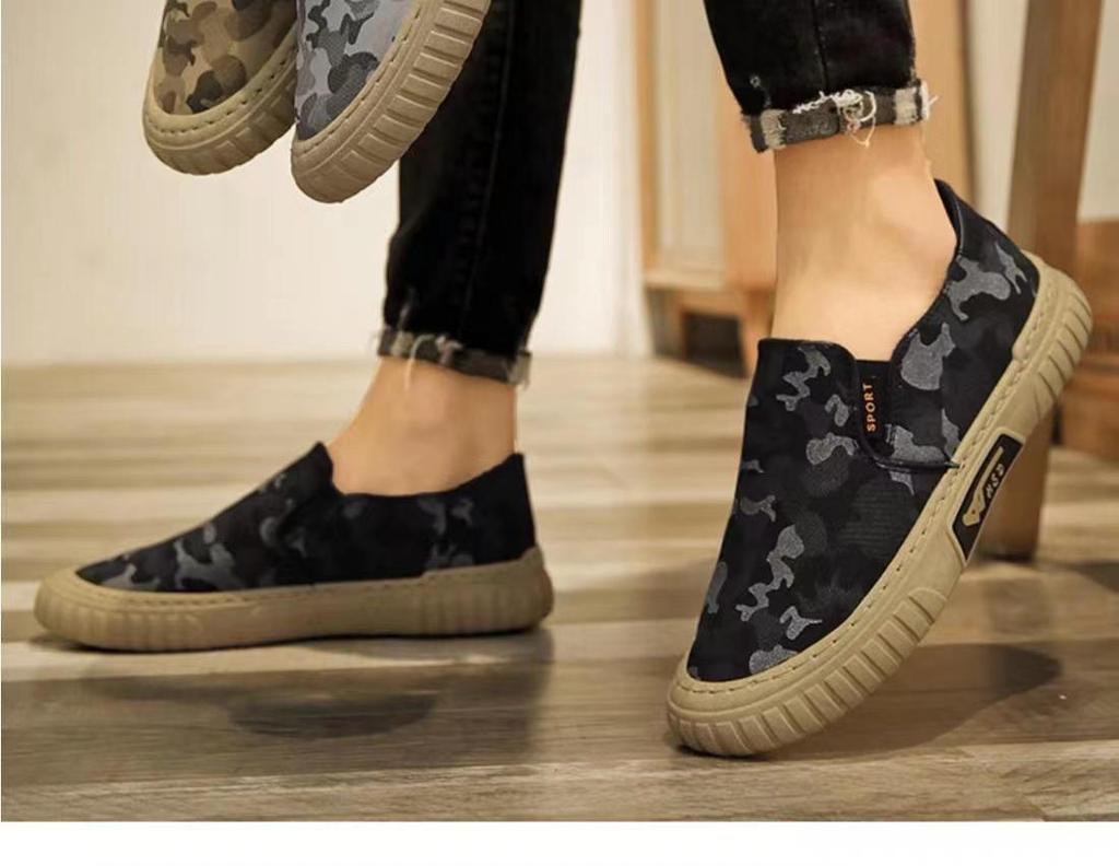 Men's Summer Camouflage Canvas Slip-On Shoes - Breathable, Casual Sports Sneakers