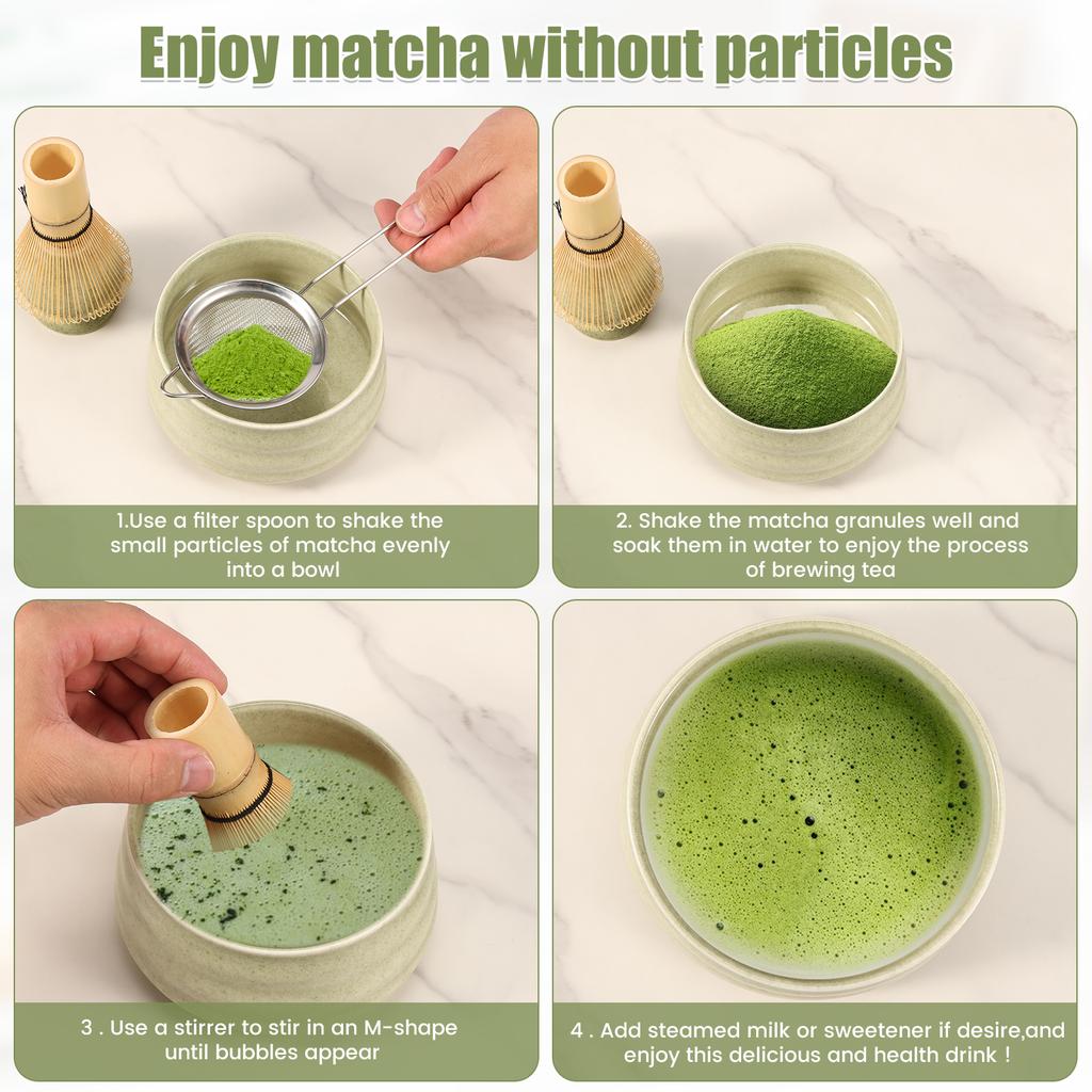 7Pcs Matcha Whisk Set Elegant Matcha Making Set with Matcha Whisk Matcha Whisk Storage Holder Matcha Powder Sifter Ceramic Bowl