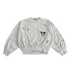 Sweatshirt with Kuromi Size 100 [Sanrio] Embroidery, Girls', Gray,
